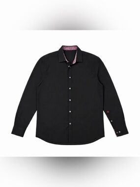 Stone Rose Black Dress Shirt with Red Inner Trim